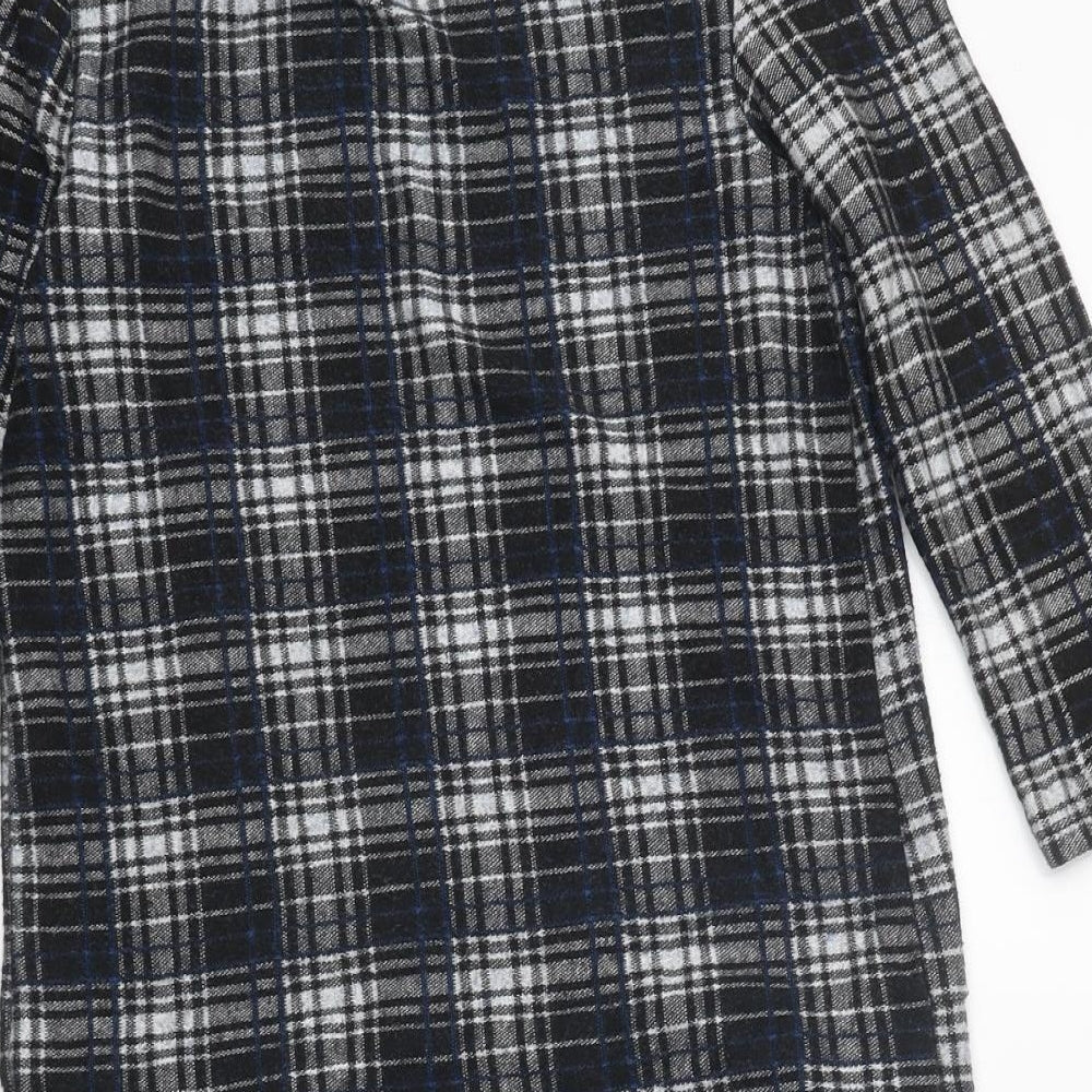 TU Womens Black Check Polyester Shift Size 8 Round Neck Pullover