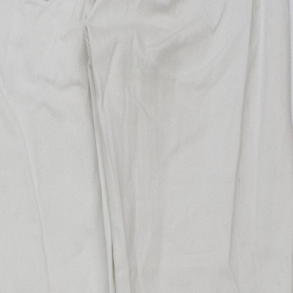 Zara Womens White Cotton Straight Jeans Size 6 L26 in Regular Button