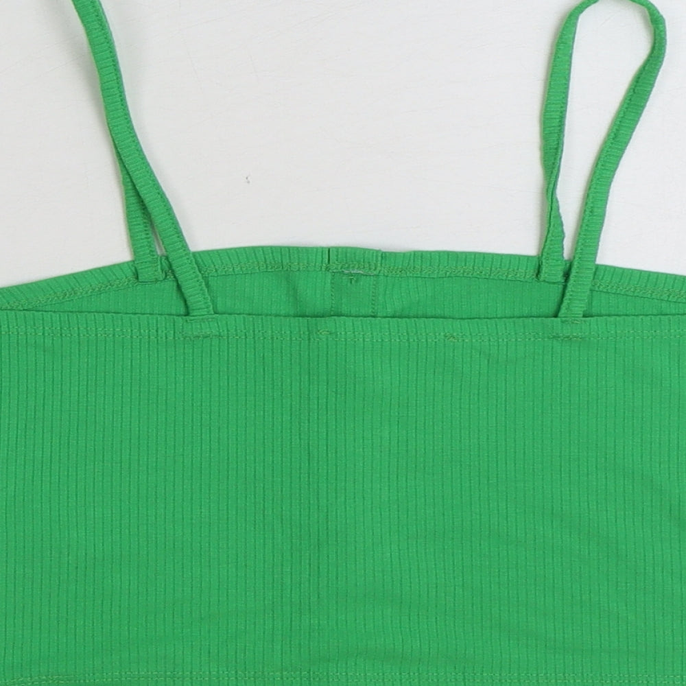 Primark Womens Green Polyester Cropped Tank Size S Square Neck
