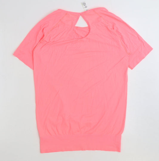 marks and Womens Pink Polyester Basic T-Shirt Size M Round Neck Pullover