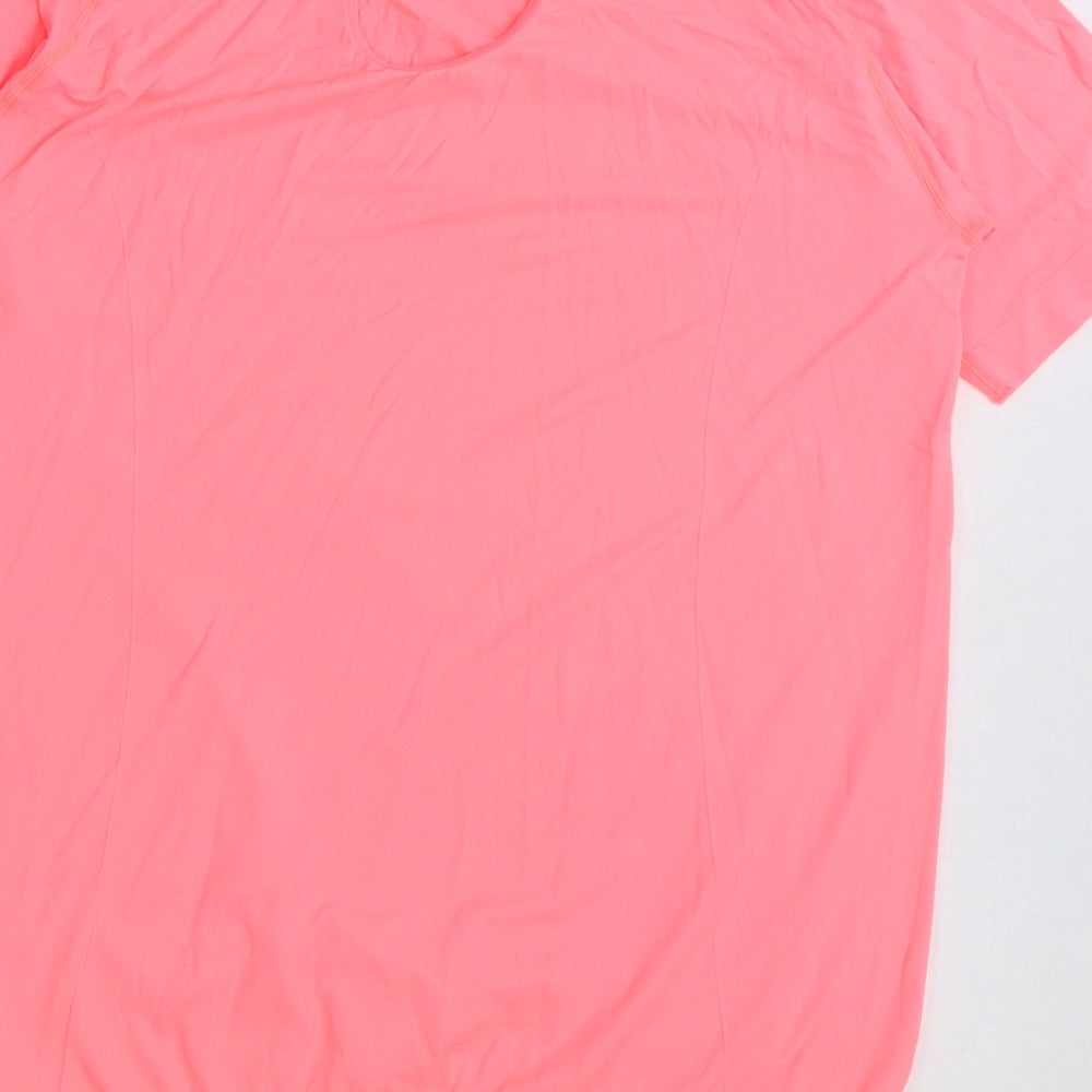 marks and Womens Pink Polyester Basic T-Shirt Size M Round Neck Pullover