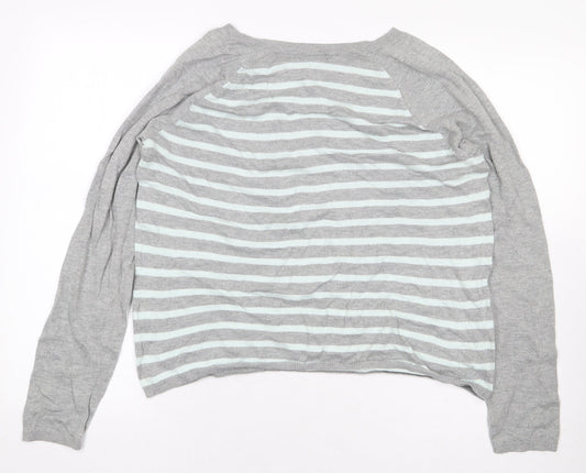 Gap Womens Grey Striped Cotton Pullover Sweatshirt Size M Pullover