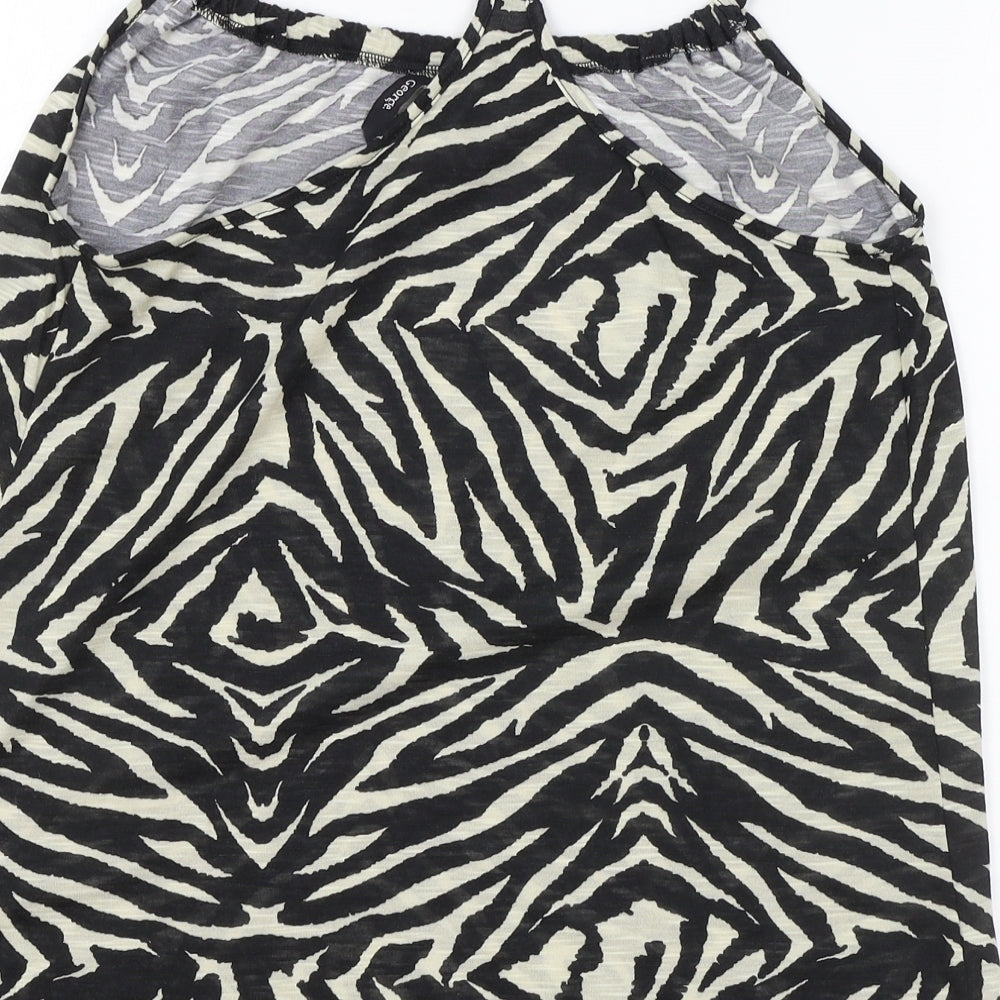 George Womens Black Animal Print Polyester Camisole Tank Size S Square Neck - Zebra Print