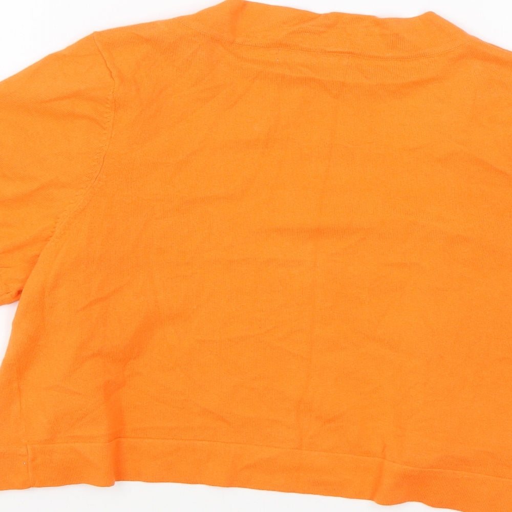 George Womens Orange Round Neck Cotton Shrug Jumper Size 14