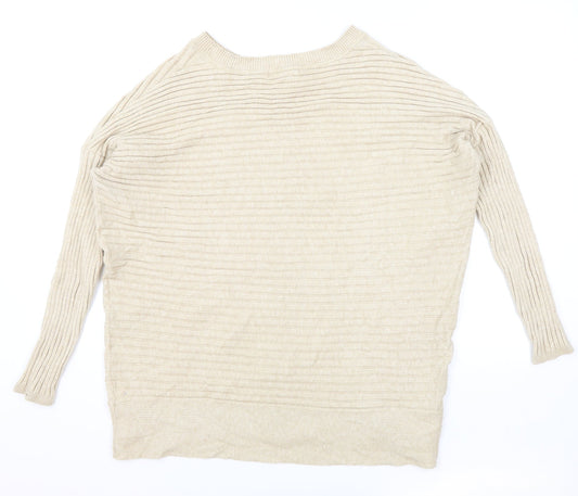 George Womens Beige Round Neck Viscose Pullover Jumper Size L