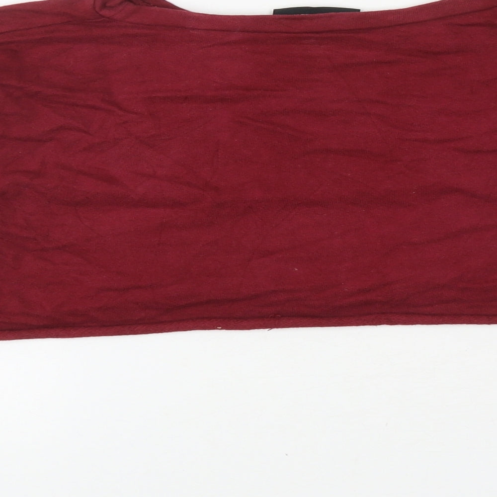 PRETTYLITTLETHING Womens Red Cotton Pullover Sweatshirt Size 8 Pullover - Cropped