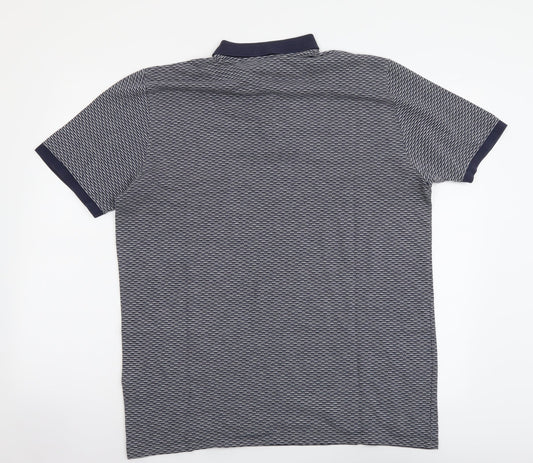 NEXT Mens Blue Geometric Cotton Polo Size XL Collared Pullover