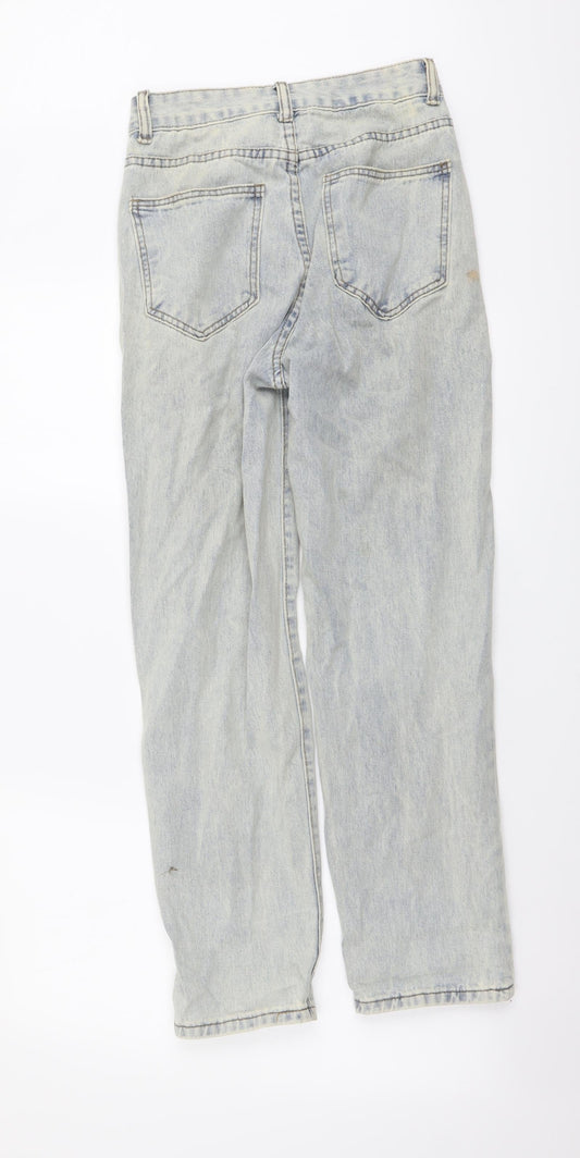 SheIn Womens Blue Cotton Boyfriend Jeans Size XS L27 in Regular Button - Distressed Look