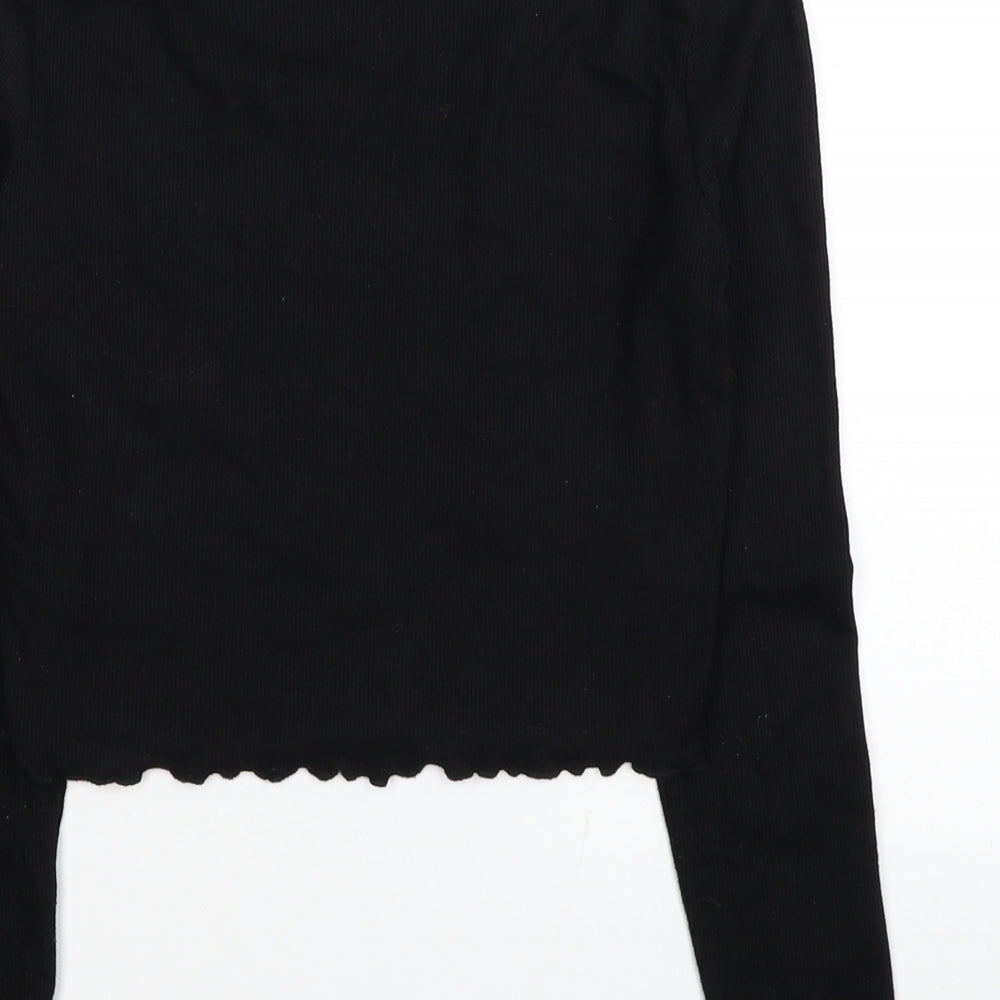 Womens UK Size S ROMWE Black Cropped Blouse