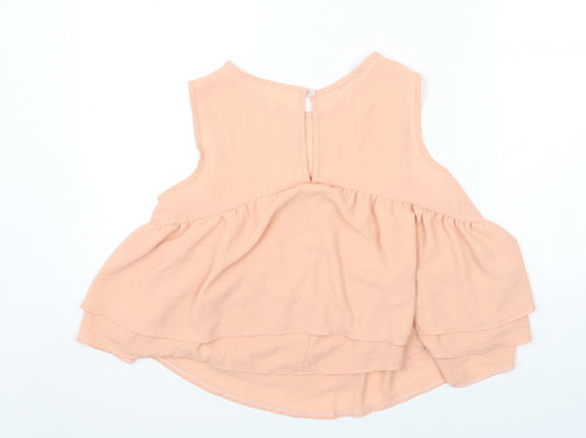 Boohoo Womens Pink Polyester Cropped Tank Size 8 Round Neck