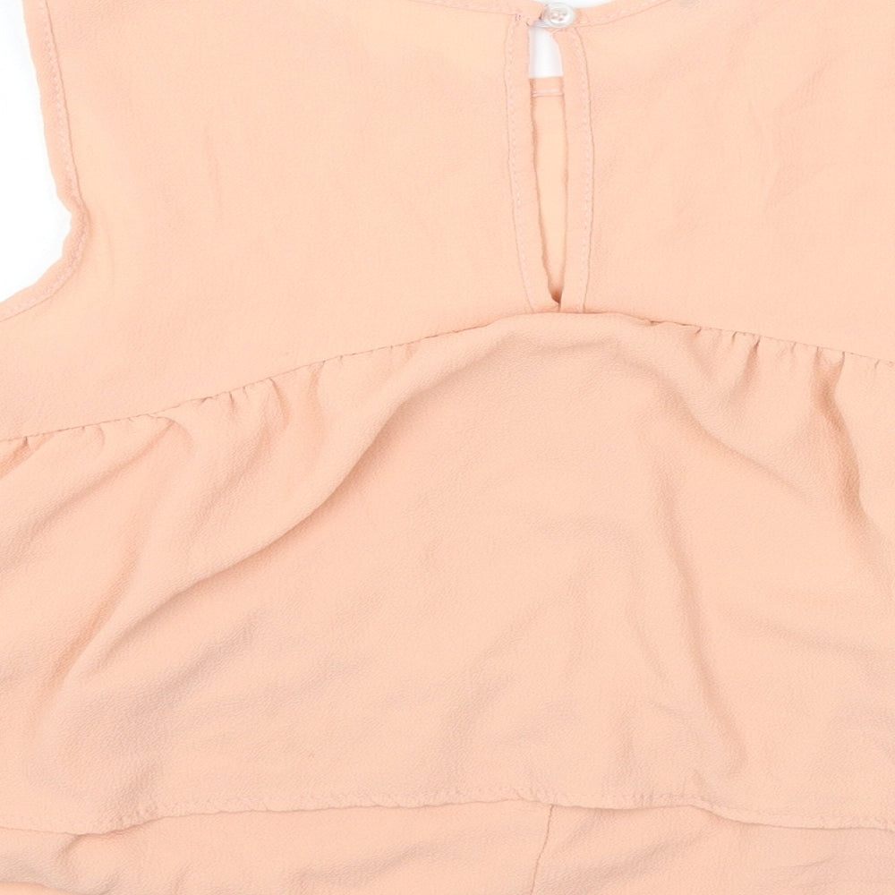 Boohoo Womens Pink Polyester Cropped Tank Size 8 Round Neck