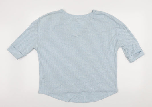 TU Womens Blue Viscose Basic T-Shirt Size 14 V-Neck