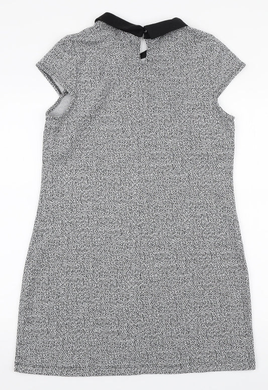 Dorothy Perkins Womens White Polyester A-Line Size 14 Collared Button