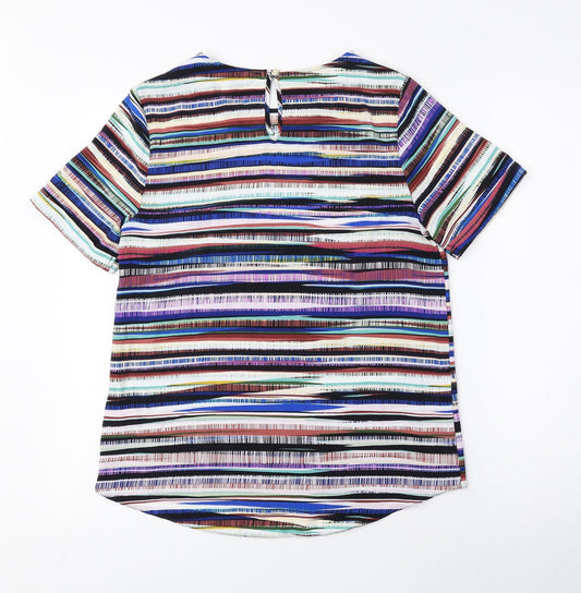 Primark Womens Multicoloured Geometric Polyester Basic Blouse Size 8 Round Neck