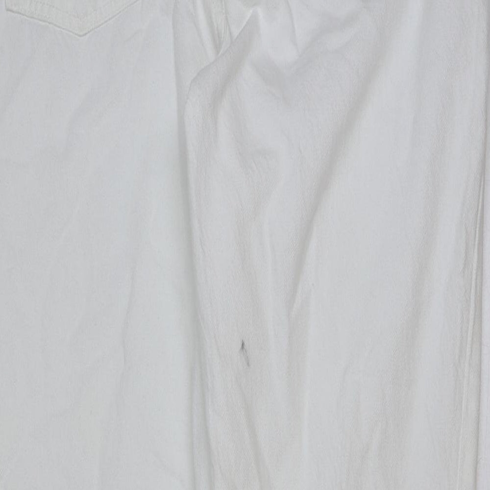 Own. Womens White Cotton Straight Jeans Size 30 in L30 in Regular Button