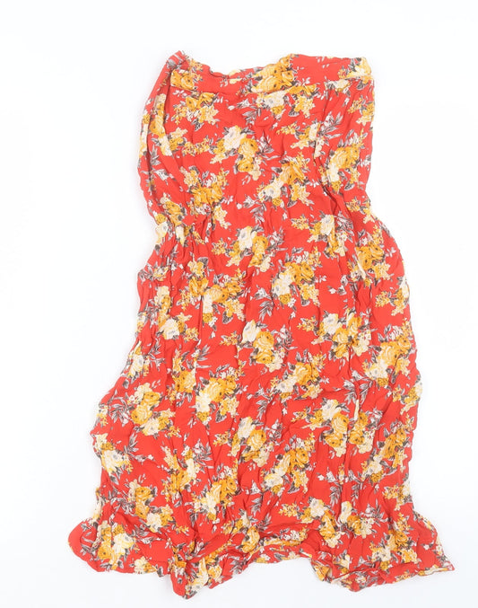 Miss Selfridge Womens Red Floral Viscose A-Line Skirt Size 8 Zip