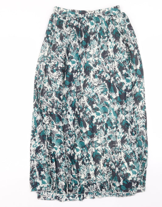 Marks and Spencer Womens Green Animal Print Polyester A-Line Skirt Size 6