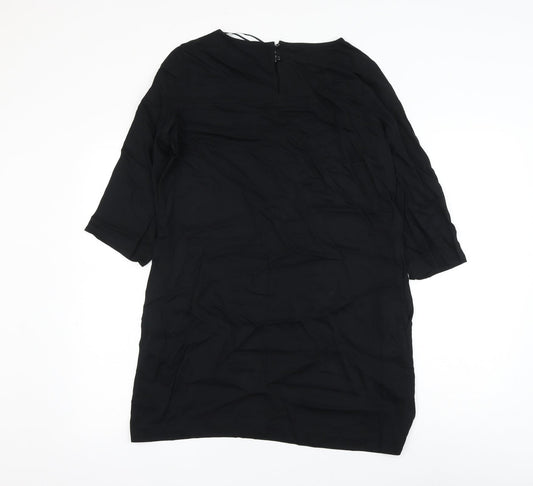 Marks and Spencer Womens Black Viscose Shift Size 10 Round Neck Button