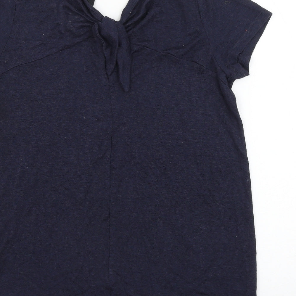 F&F Womens Blue Viscose Basic T-Shirt Size 10 Round Neck