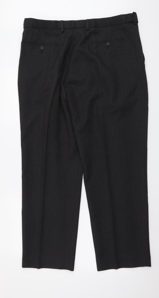 JACK REID Mens Grey Polyester Trousers Size 38 in L30 in Regular Button