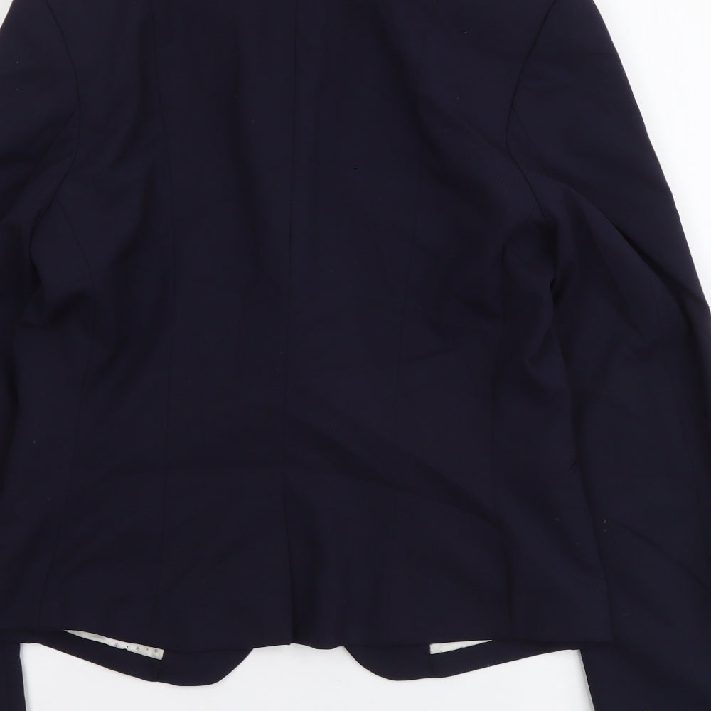 H&M Womens Blue Polyester Jacket Suit Jacket Size M