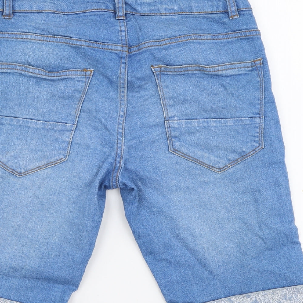 Denim & Co. Mens Blue Cotton Bermuda Shorts Size 28 in L10 in Regular Button