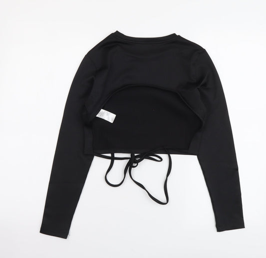 Primark Womens Black Polyester Cropped Blouse Size XS Round Neck