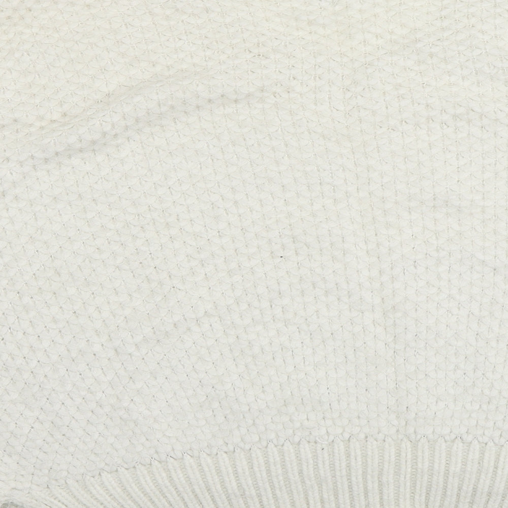 Apricot Womens Ivory V-Neck Acrylic Pullover Jumper Size 8