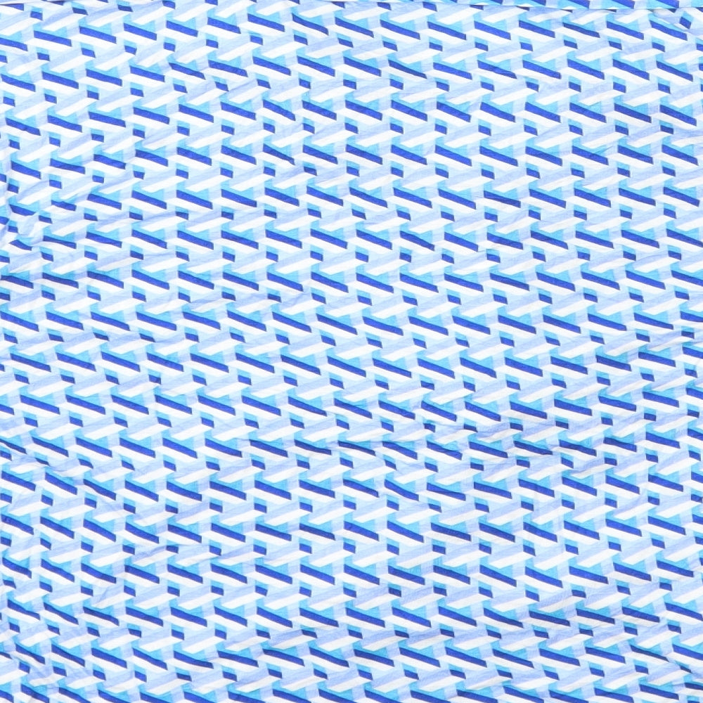 Primark Womens Blue Geometric Viscose Basic Button-Up Size M V-Neck