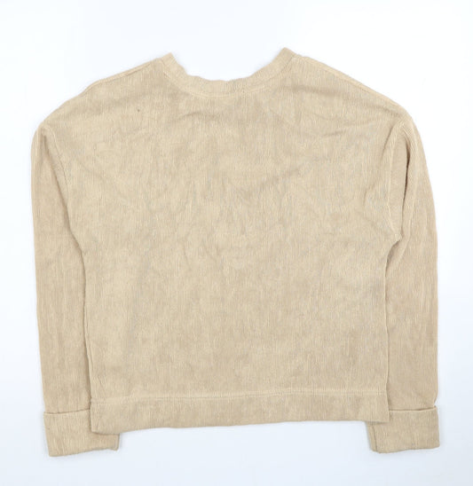 Primark Womens Beige Round Neck Polyester Pullover Jumper Size XS - Ribbed