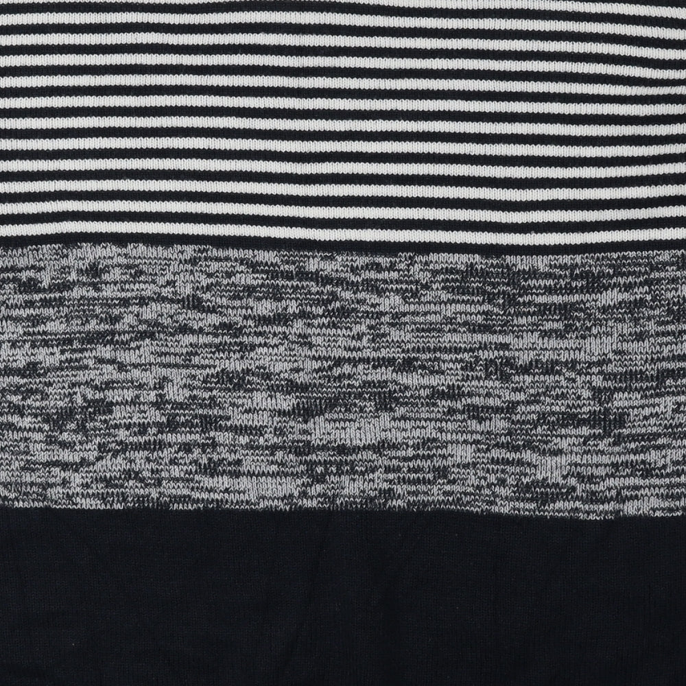 Brave Soul Mens Blue Round Neck Striped Acrylic Pullover Jumper Size XL