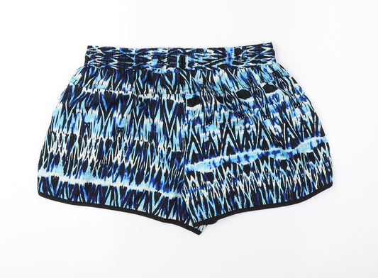 Denim & Co. Womens Blue Geometric Polyester Hot Pants Shorts Size 10 Regular Pull On