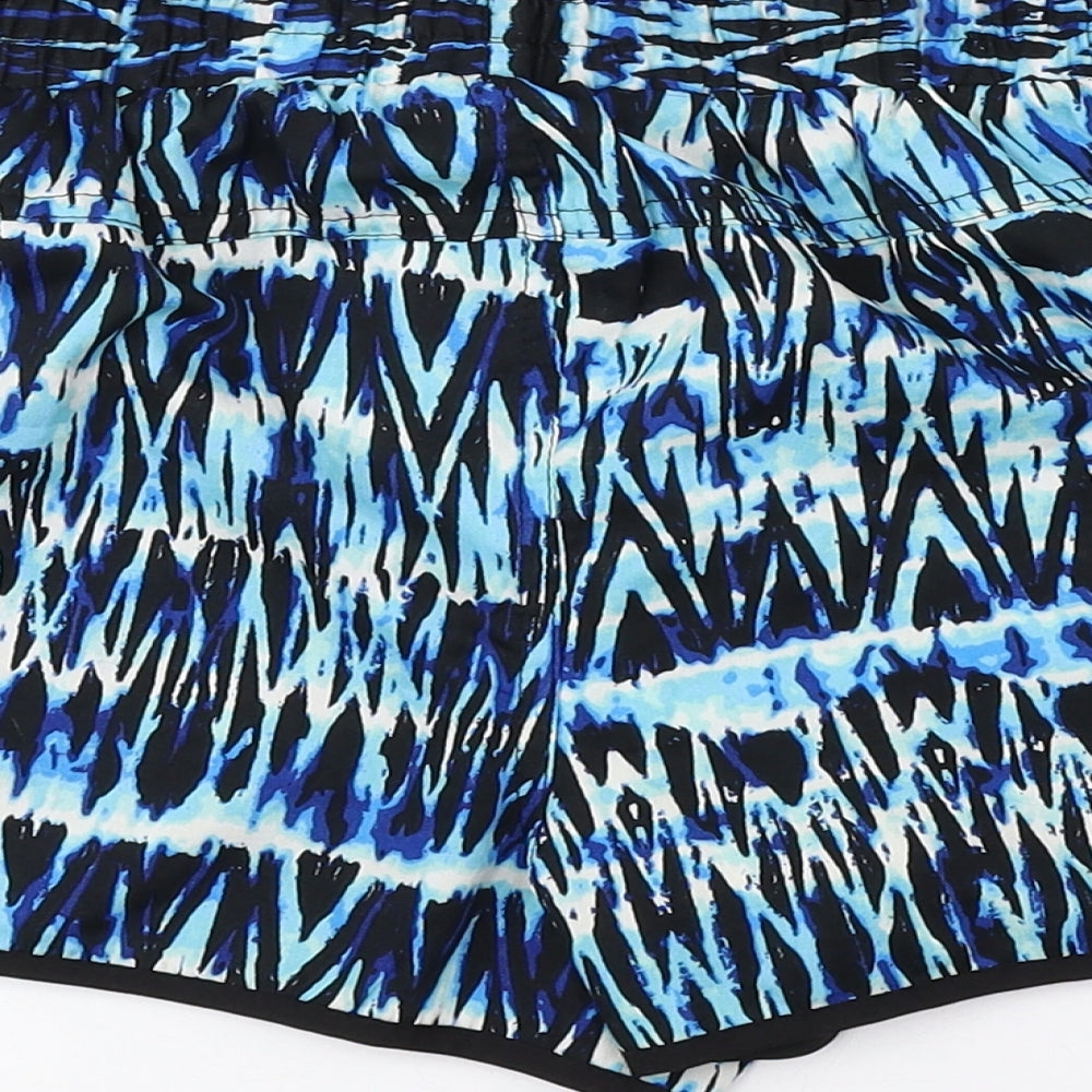 Denim & Co. Womens Blue Geometric Polyester Hot Pants Shorts Size 10 Regular Pull On