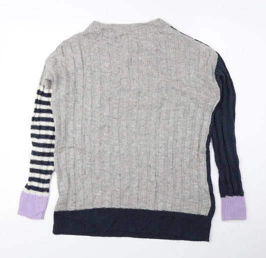 Marks and Spencer Mens Blue Round Neck Striped Acrylic Pullover Jumper Size XS