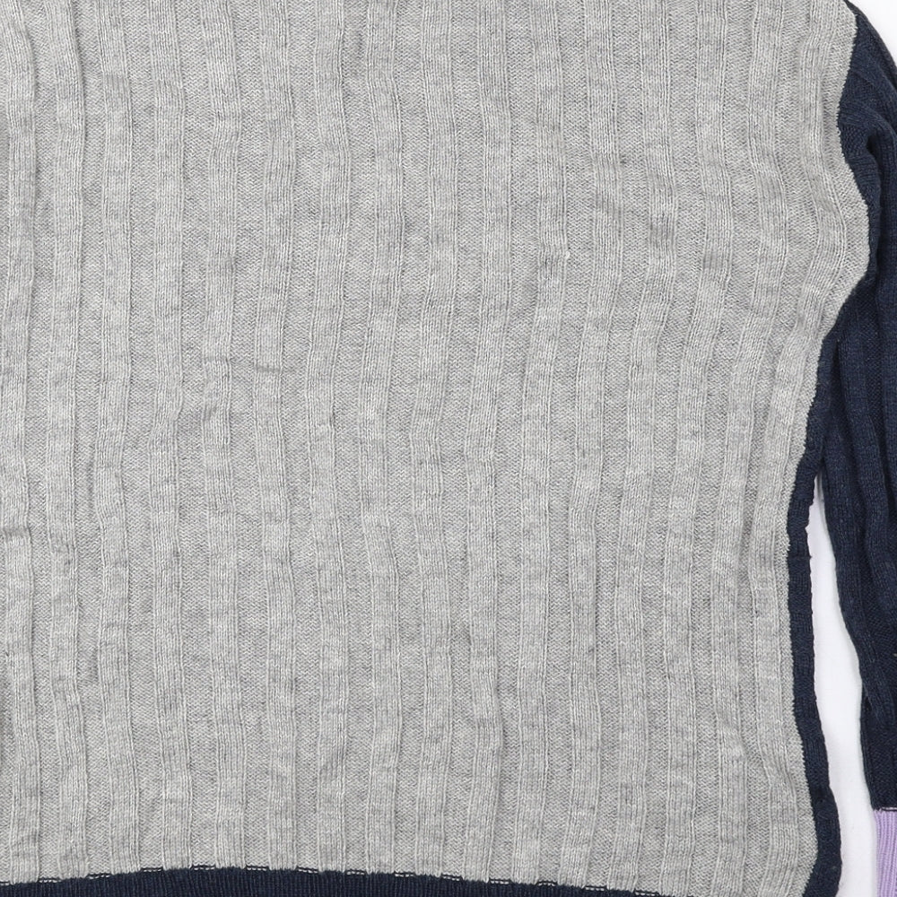 Marks and Spencer Mens Blue Round Neck Striped Acrylic Pullover Jumper Size XS