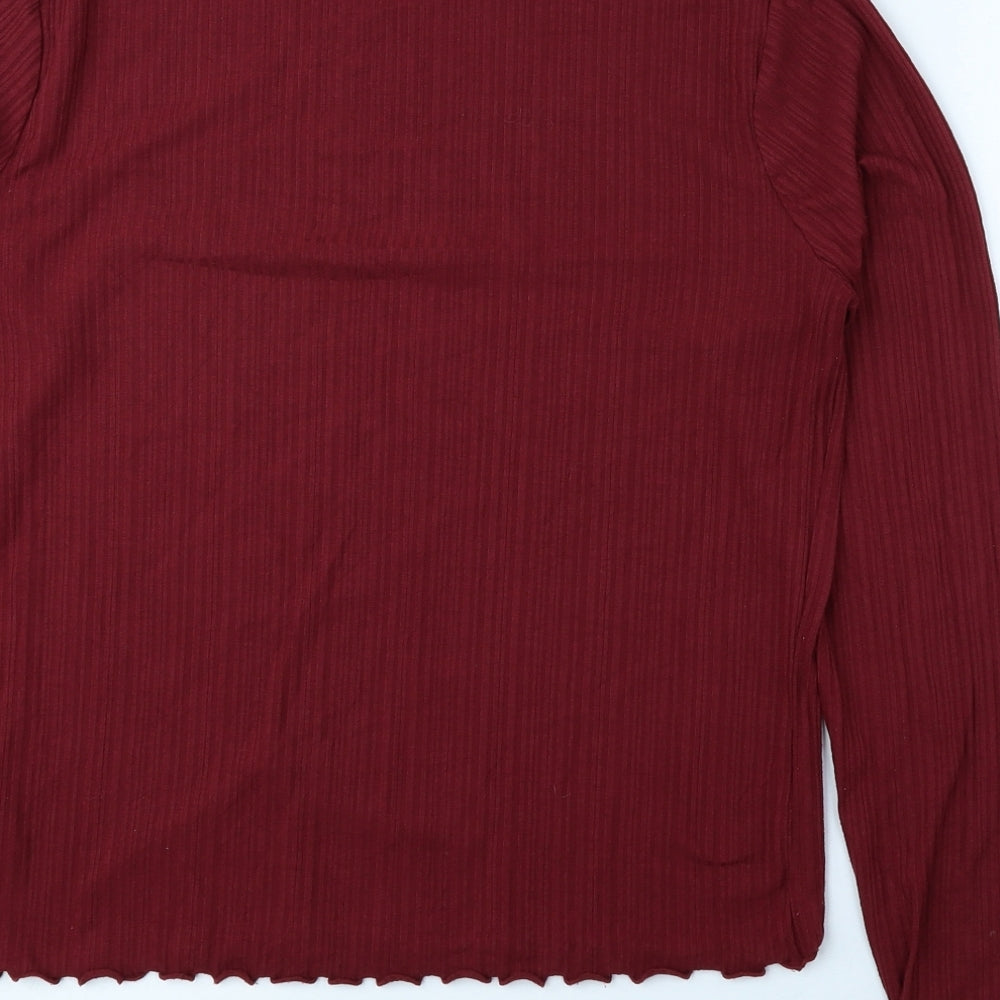 Primark Womens Red Polyester Basic Blouse Size M Round Neck