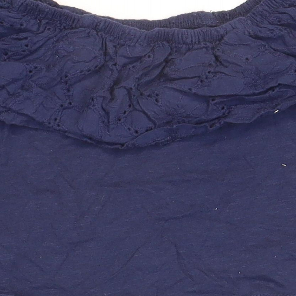 M&Co Girls Blue 100% Cotton Basic T-Shirt Size 4-5 Years Off the Shoulder Pullover