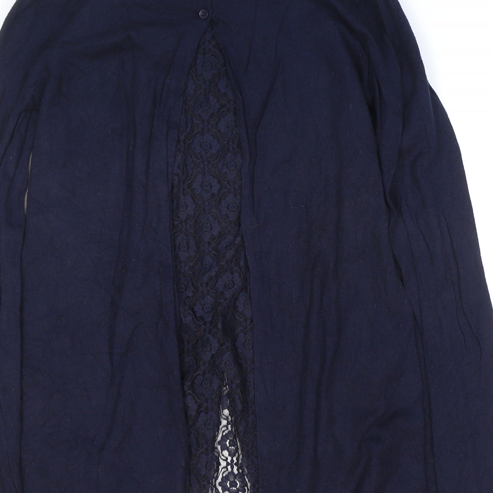 Finery Womens Blue V-Neck Floral Polyamide Cardigan Jumper Size M - Lace