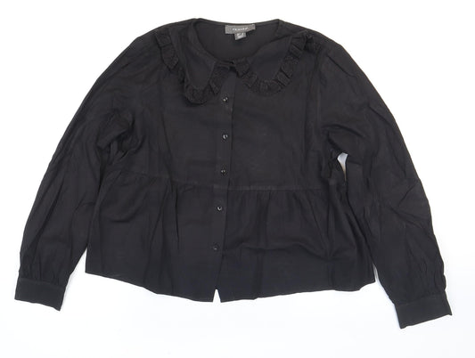 Womens UK Size 10 Primark Black Basic Button-Up
