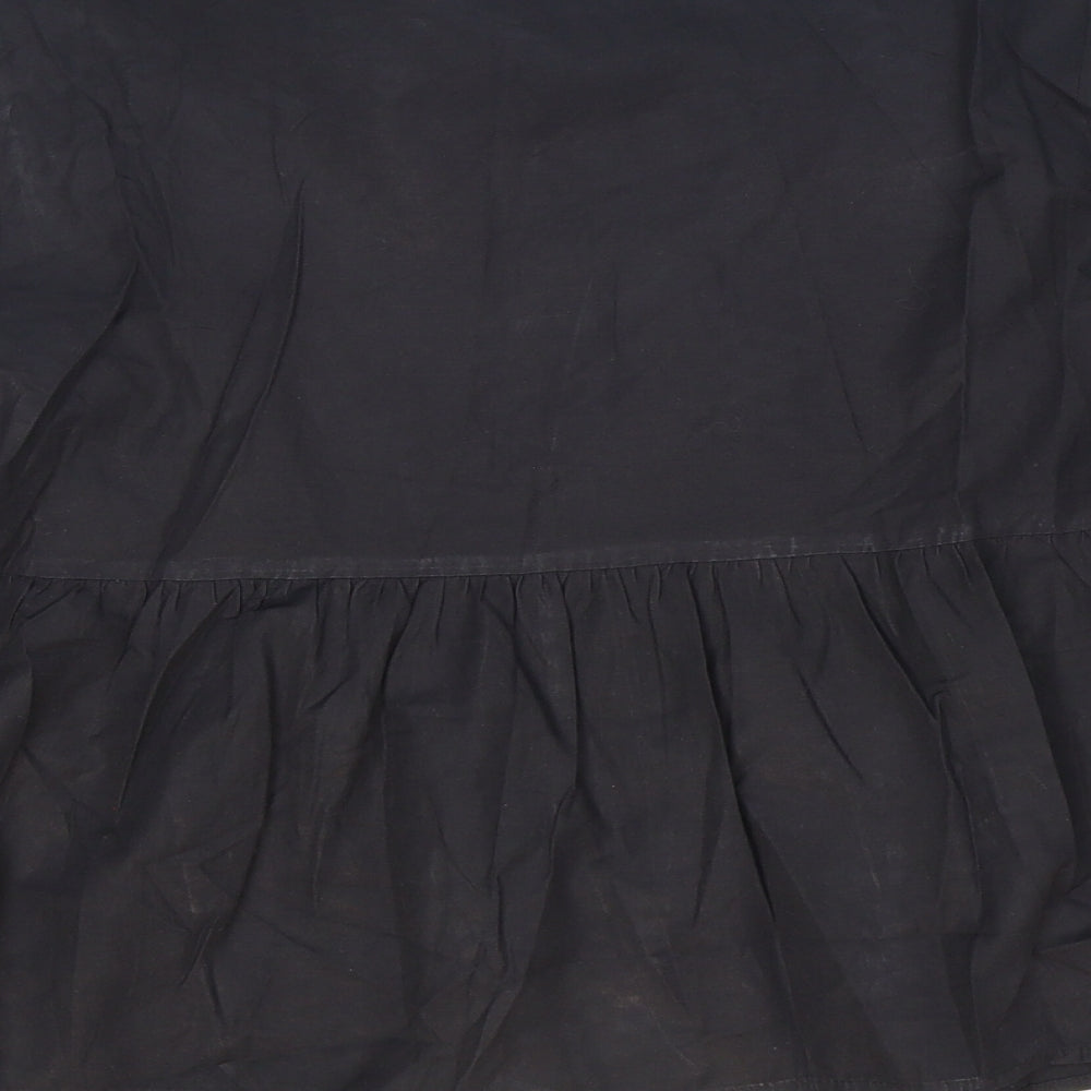 Primark Womens Black Cotton Basic Button-Up Size 10 Collared