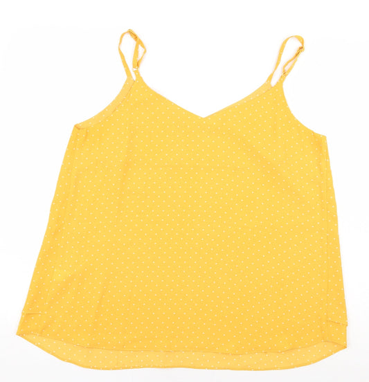 George Womens Yellow Polka Dot Polyester Basic Blouse Size 12 V-Neck