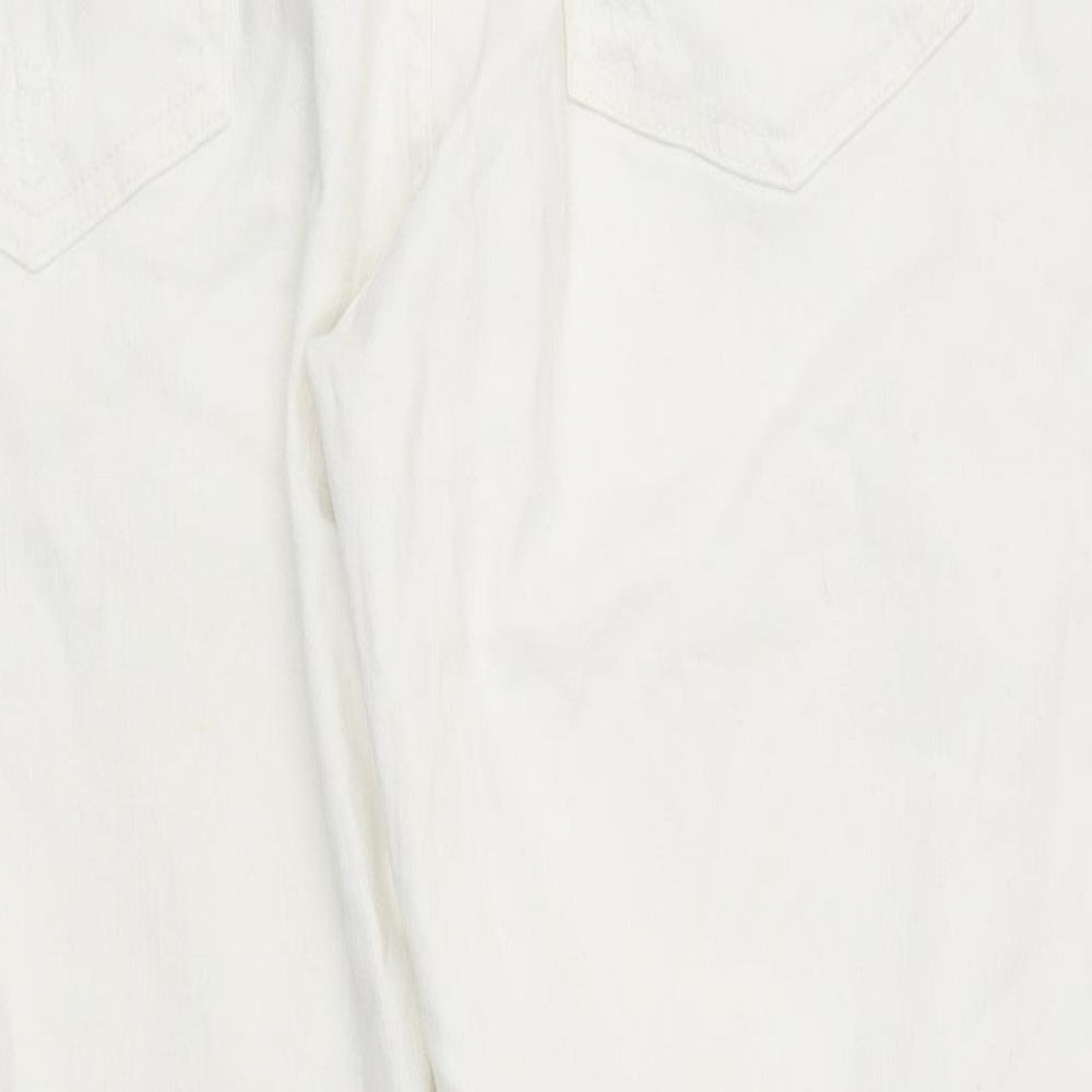 Zara Womens White Cotton Straight Jeans Size 38 in L28 in Regular Zip