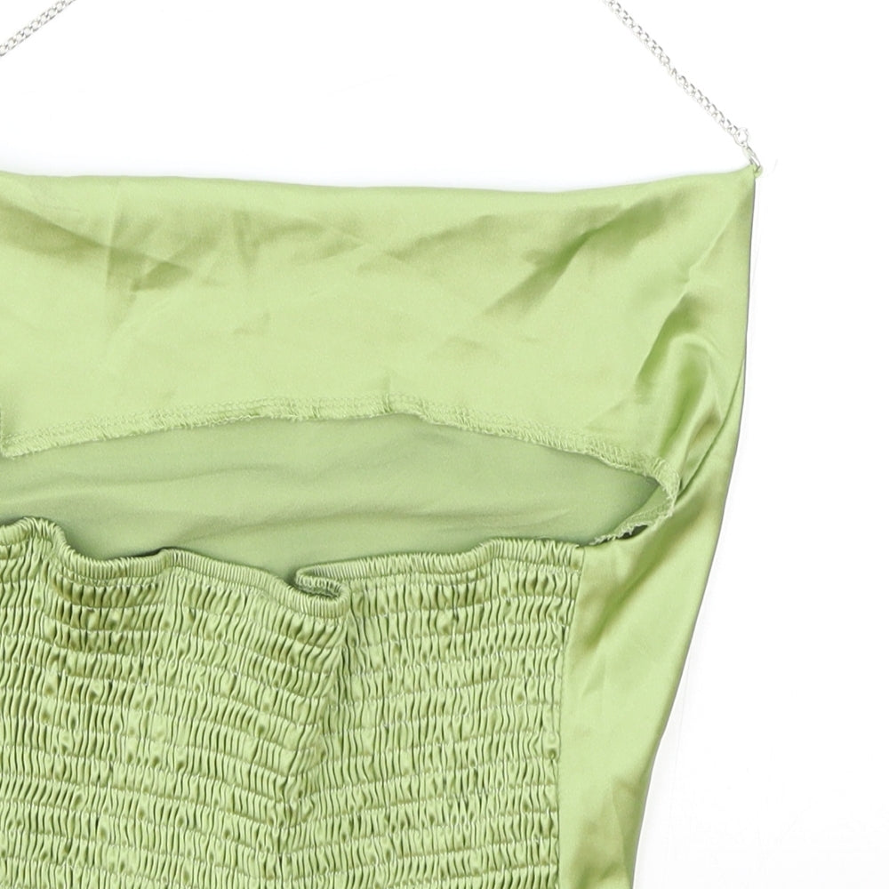 SheIn Womens Green Polyester Cropped Blouse Size S Cowl Neck - Chain