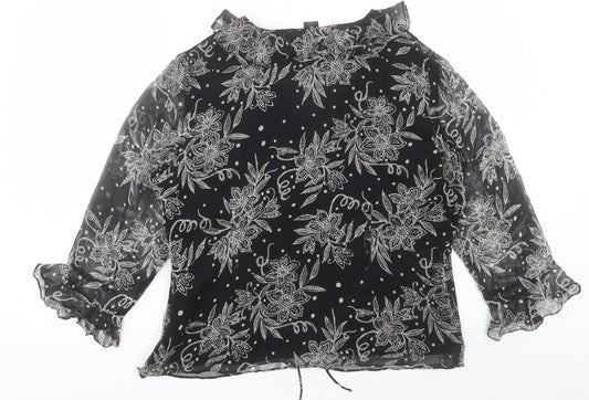 Womens UK Size XL Anne Carson Black Basic Blouse