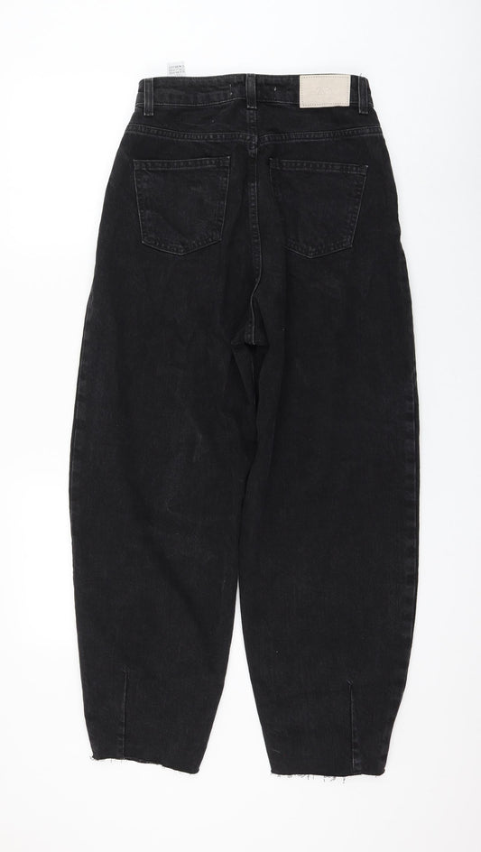 Zara Womens Black Cotton Straight Jeans Size 6 L26 in Regular Zip