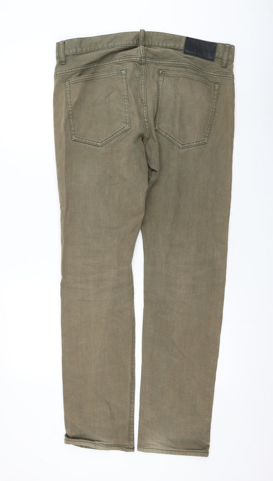 H&M Womens Green Cotton Straight Jeans Size 36 in L31 in Regular Zip