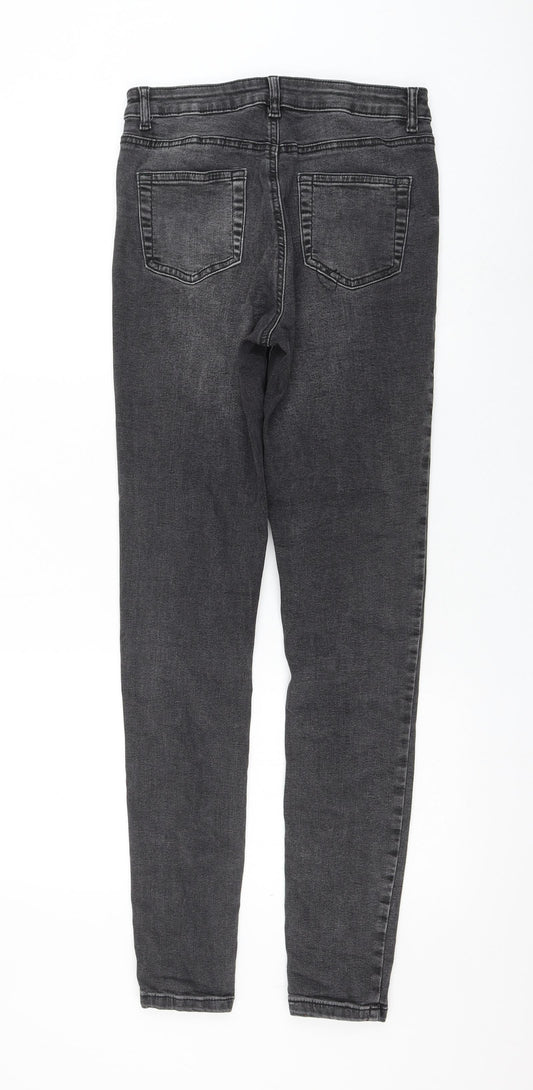 Primark Womens Grey Cotton Skinny Jeans Size 10 L30 in Regular Zip