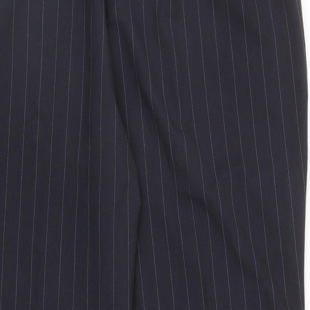 Bonmarché Womens Blue Striped Polyester Dress Pants Trousers Size 16 L24 in Regular