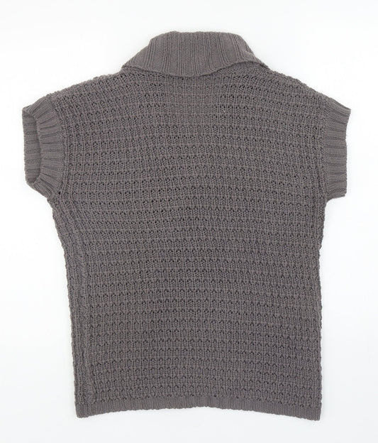 C.M.D Womens Grey V-Neck Acrylic Cardigan Jumper Size M