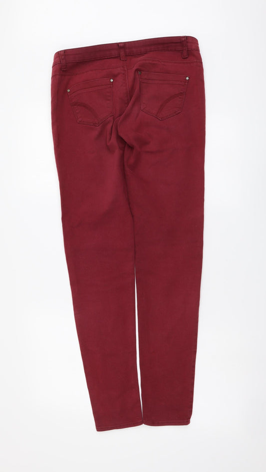 Denim & Co. Womens Red Cotton Skinny Jeans Size 10 L30 in Regular Button